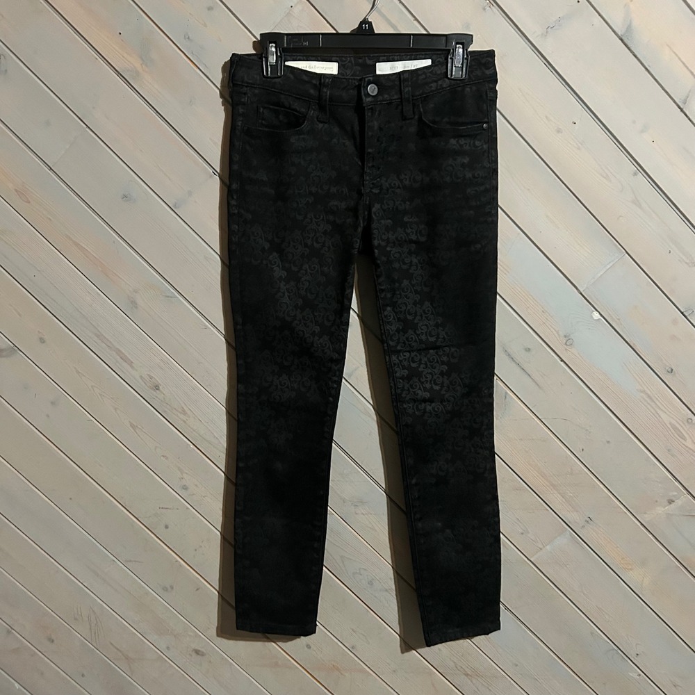 Anthropologie Stole Pattern Black Straight‎ Leg Jeans Women's Size 27
